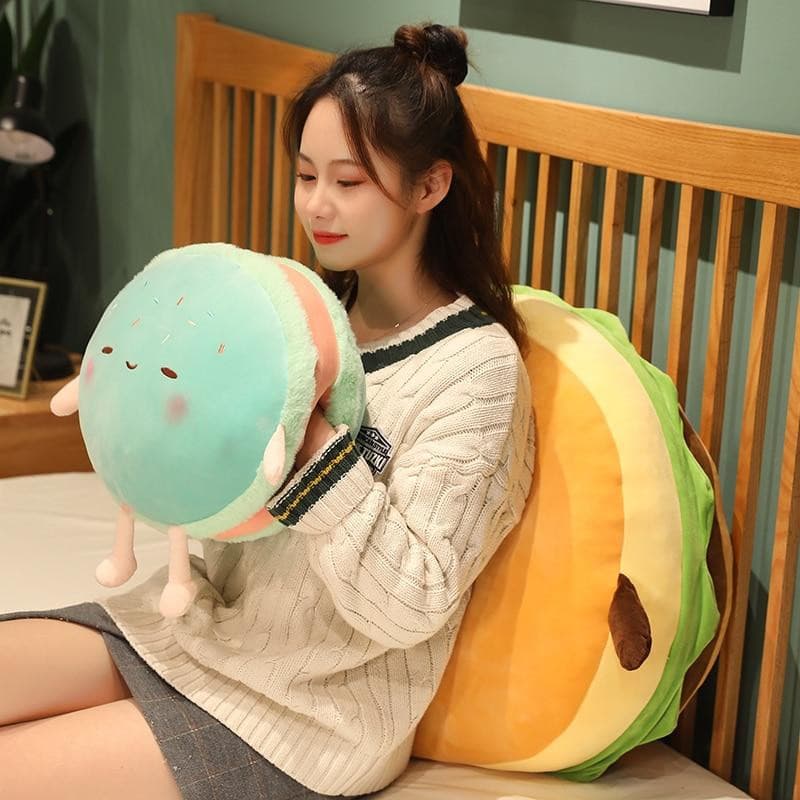 Gigantic Plumpy Hamburger-kun and Macaroon-chan Plushies Collection