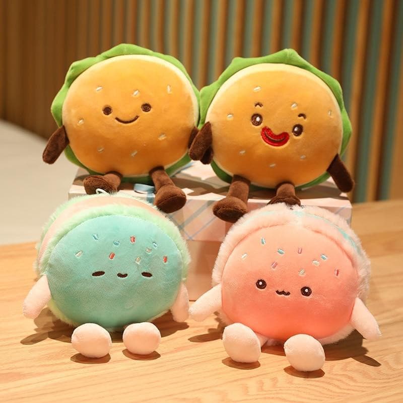 Gigantic Plumpy Hamburger-kun and Macaroon-chan Plushies Collection