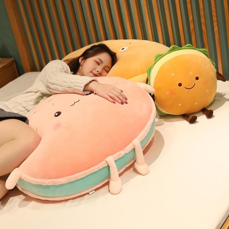 Gigantic Plumpy Hamburger-kun and Macaroon-chan Plushies Collection