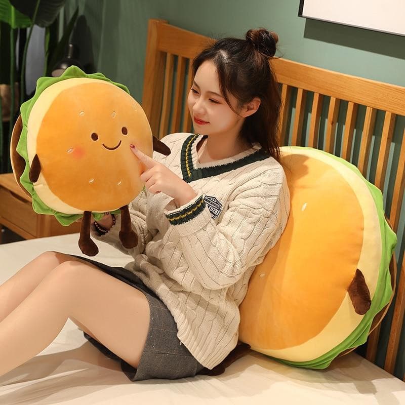 Gigantic Plumpy Hamburger-kun and Macaroon-chan Plushies Collection